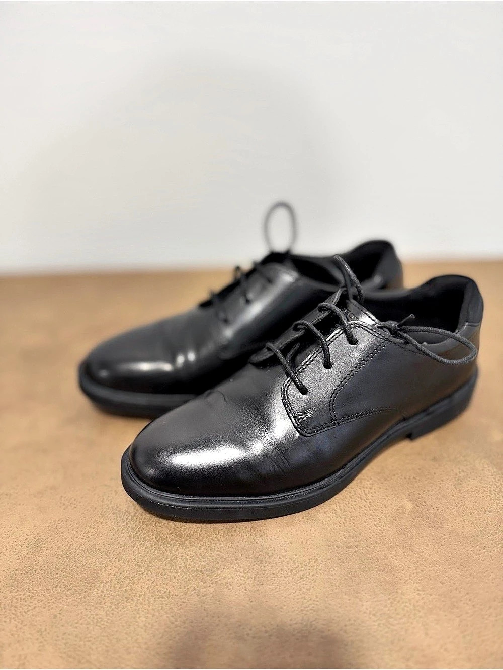 Geox Respira Boys' Black Leather Lace-Up Shoes — Size EU 36